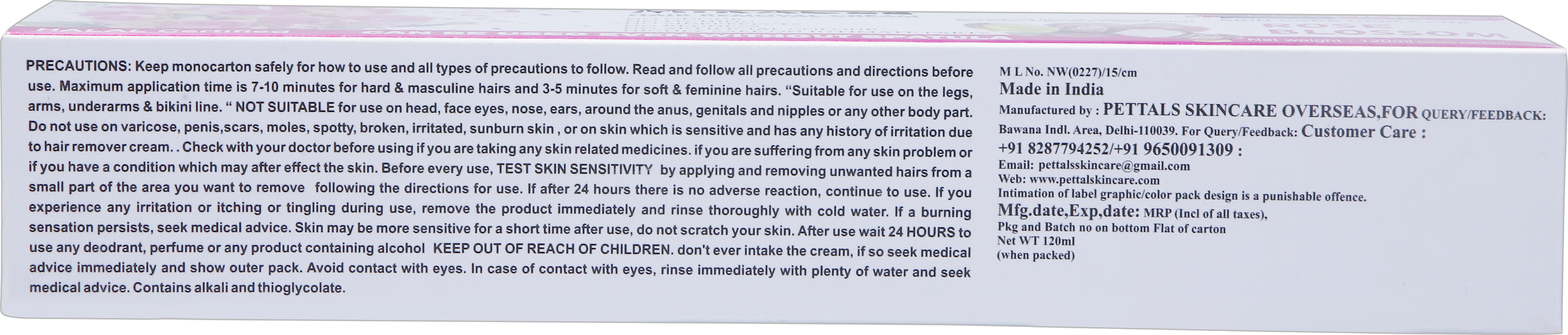 MIRACALE HAIR REMOVAL CREAM 120 ML (ROSE BLOSSOM)
